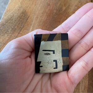 🖤 VTG Mexican Aztec Sterling Silver .925 Pins Stone Inlay Brooch Pin Tribal